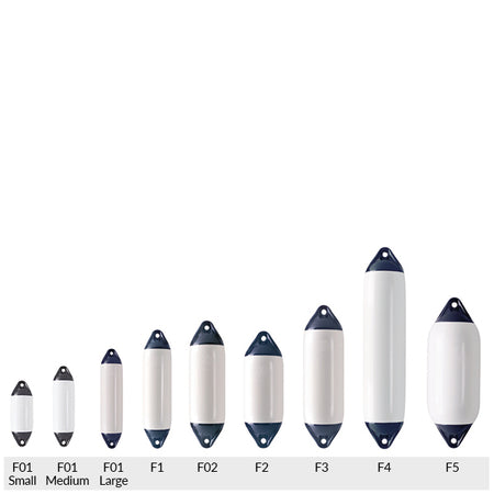 Polyform F01M fender set fra siden