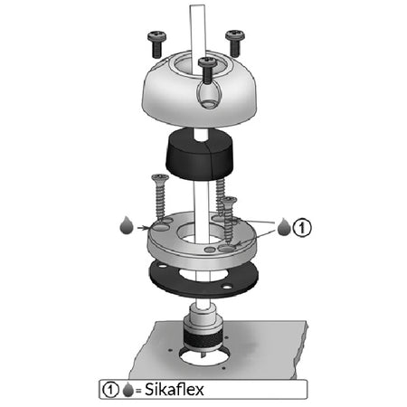 Kabelgennemføring monteret på en båd med kabeltilslutning.