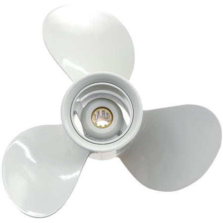 Polastorm Propel propeller monteret på en båd, vises fra siden.