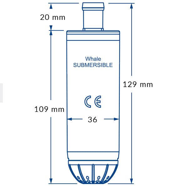 Whale pantrypumpe gp1392 i detalje, viser betjeningspanel og monteringsmuligheder