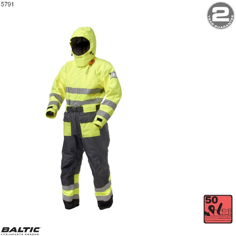 BALTIC, combinaison flottante HiVis anti-UV jaune-noir 5791 Taille 90-100 kg